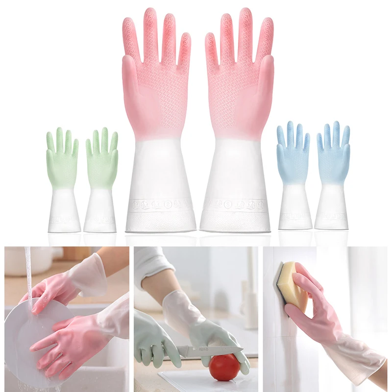 

Gradient Color Magic PVC Dishwashing Cleaning Gloves Dish Washing Glove for Household Scrubber Rubber Kitchen Clean Tool Health9