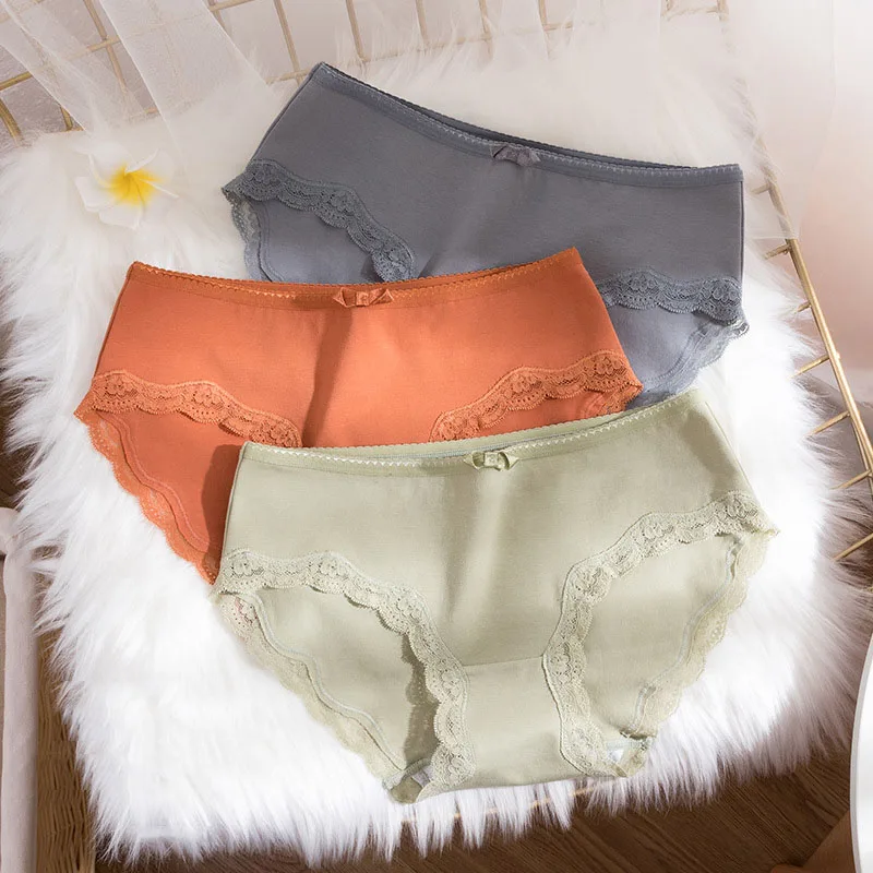 Трусики женские хлопковые оранжевые/синие/зеленые со средней посадкой M L |