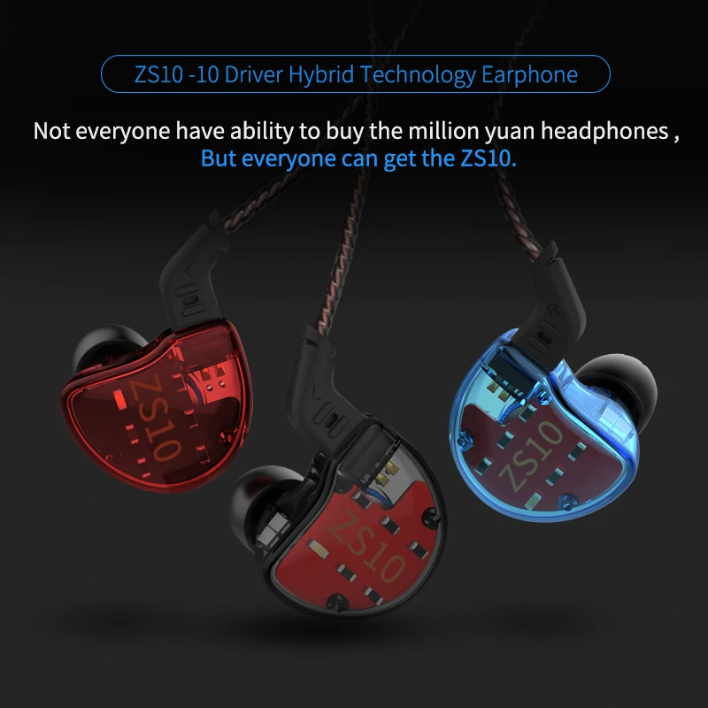 Наушники-вкладыши KZ ZS10 внутриканальные Hi-Fi наушники-вкладыши с динамическим