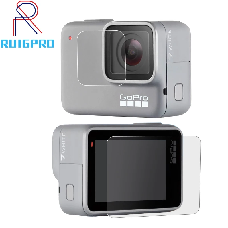 1 шт. пластиковая стеклянная Защитная пленка для экрана + HD-объектива GoPro Hero 7 белый
