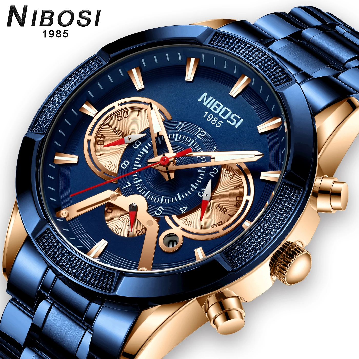 Часы наручные NIBOSI Мужские кварцевые брендовые люксовые водонепроницаемые