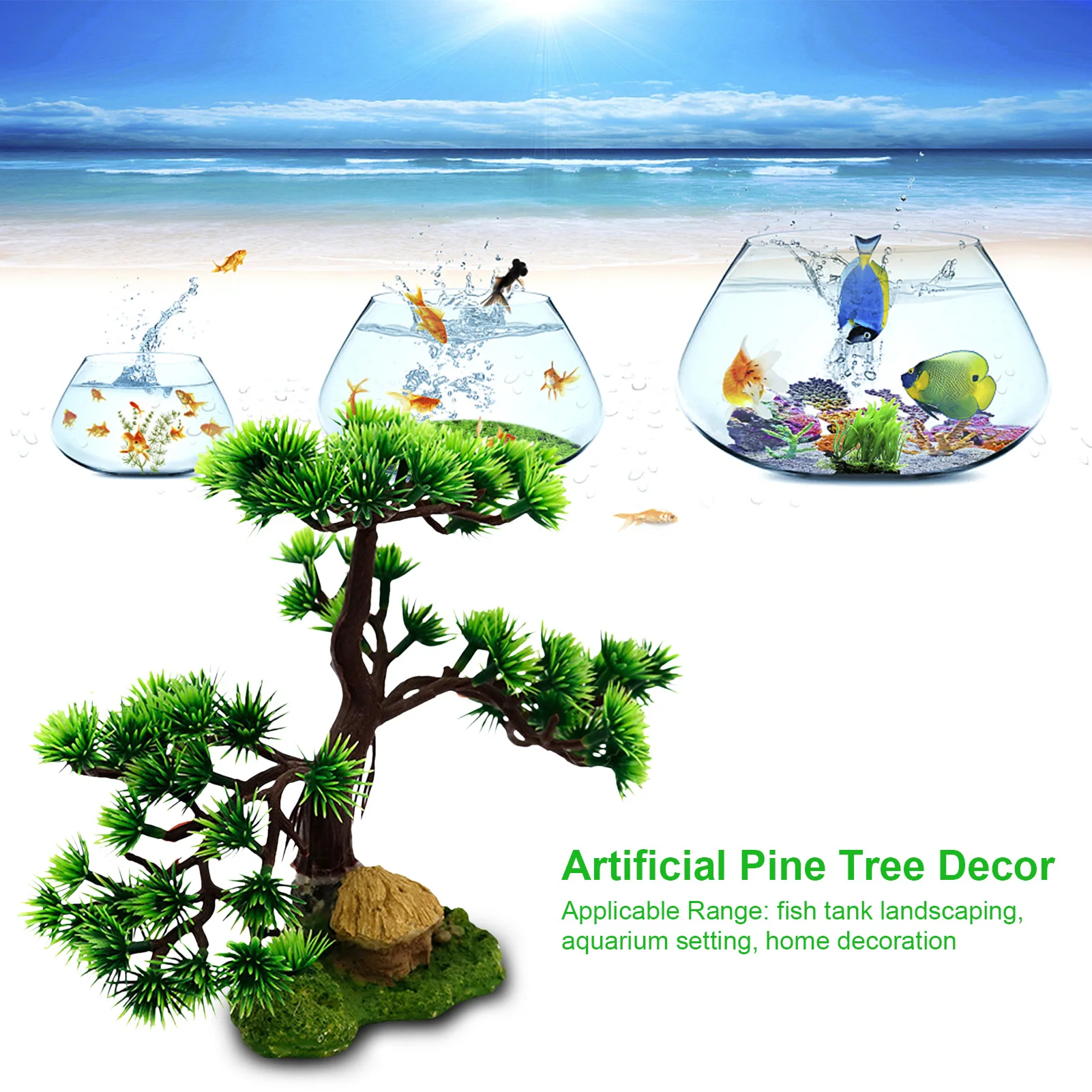 

Artificial Pine Tree Aquarium fish tank Resin landscaping simulation pine rockery plant bonsai Decor Aquarium Landscape Ornament