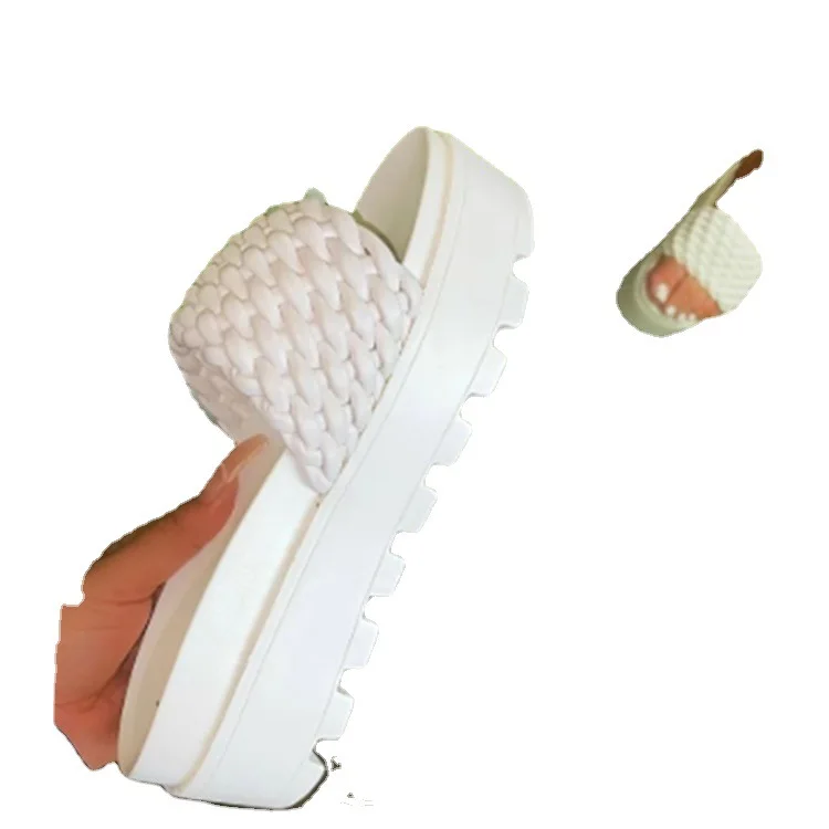 

Women's Sandals Slippers 2021 Summer New Style Fashion Thick-soled Flat Woven Solid Color Slippers Zapatos De Mujer