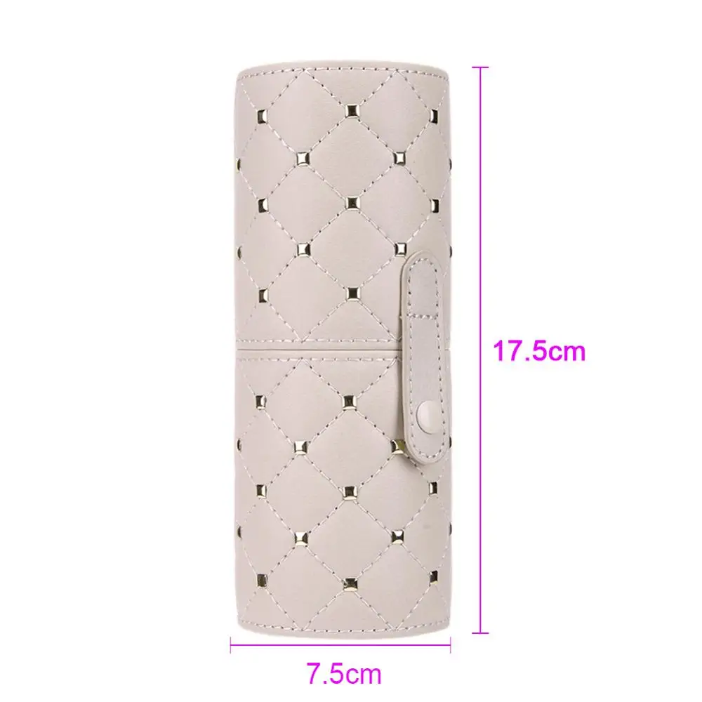 

Fashion Makeup Brushes Holder Leather Rhombus Rivet Makeup Pen Storage Holder Cup w/Buckle for Makeup Brush Make Up Tools