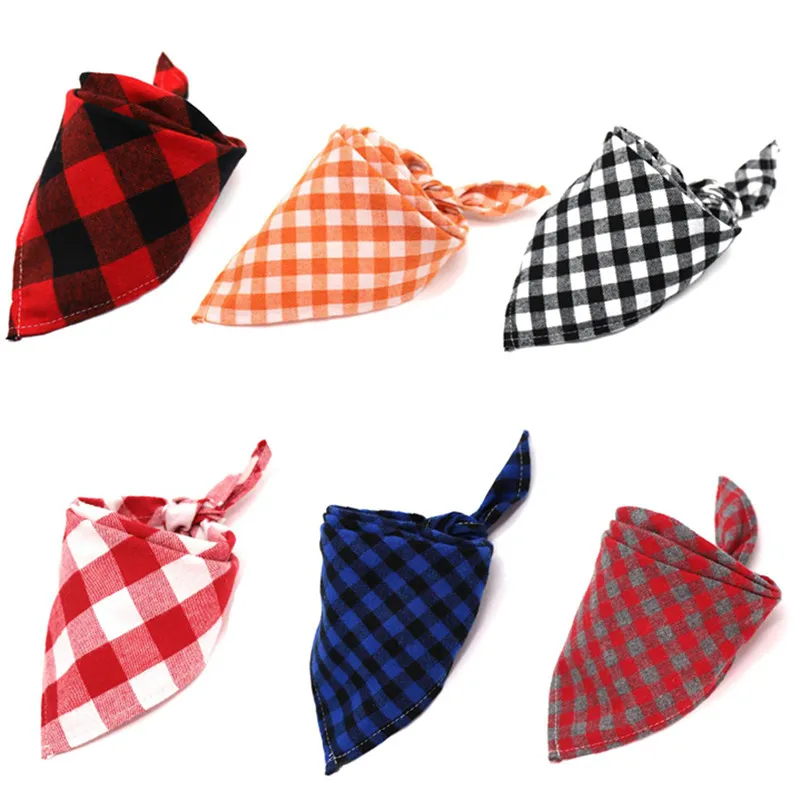 

Bandana Small Large Dog Bibs Scarf Washable Cozy Cotton Plaid Printing Puppy Kerchief Bow Tie Pet Grooming Accessories Pet Dog