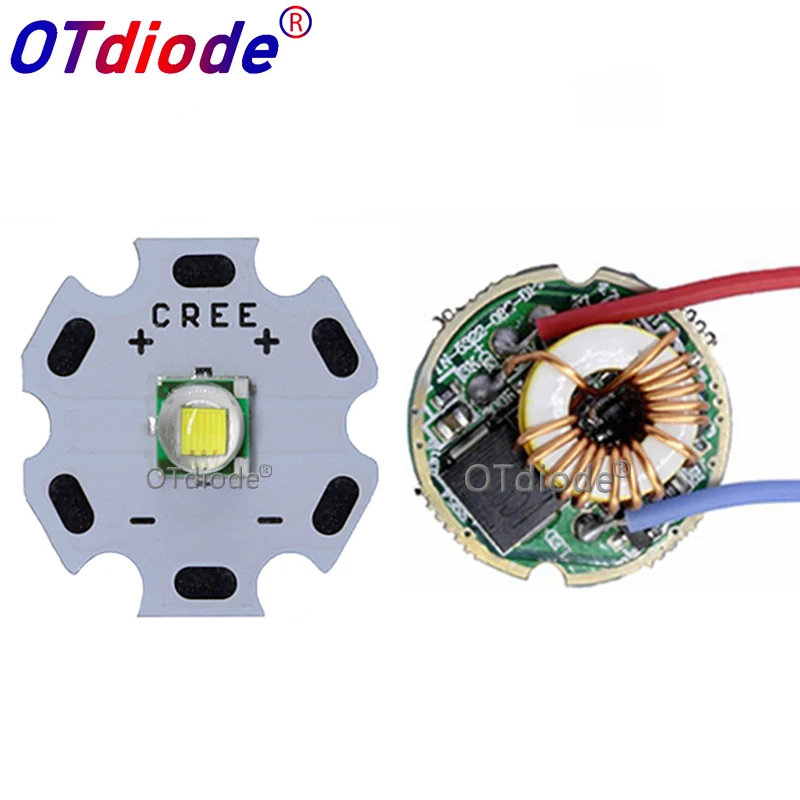 Cree XML XM-L T6 10 Вт высокой мощности Мощность светодиодный излучатель холодный белый диод 16/20 мм PCB+ 17 мм/22 мм DC3.7V 12V EL драйвер