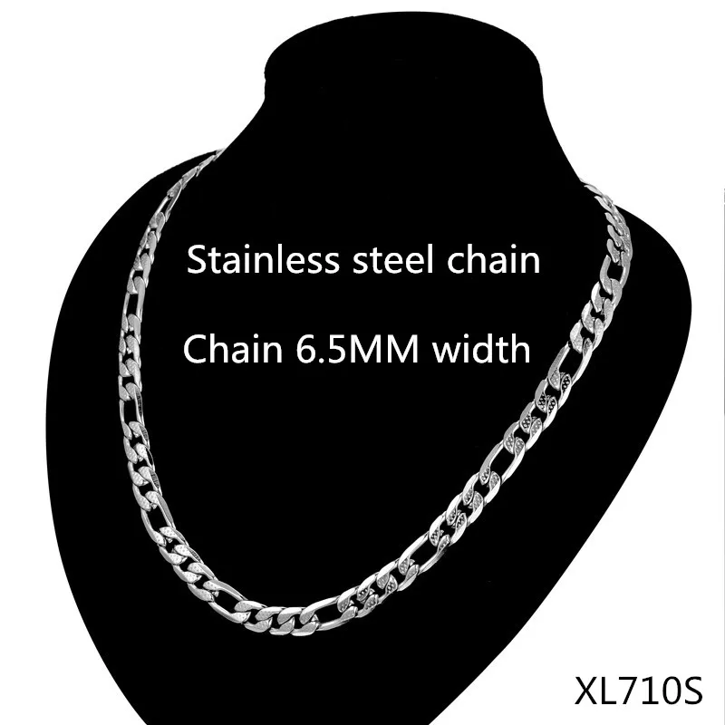 Silver 710 Мужское ожерелье 6,5 мм из нержавеющей стали черного и серебристого цвета с кубинскими звеньями в стиле «Майями», длинное женское Ювелирное Украшение в стиле хип-хоп, золотая цепочка 28 дюймов - Окраска металла: Silver 710