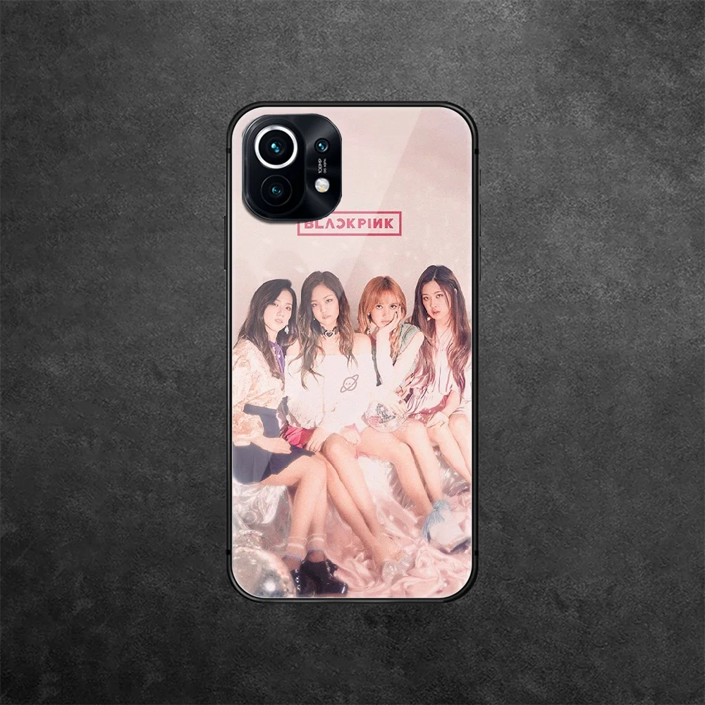 

Black Pinks Kpop Tempered Glass Phone Case Cover For Xiaomi Mi Poco A F X 2 3 8 9 10 11 T Pro Lite Ultra Max Nfc Coque Funda