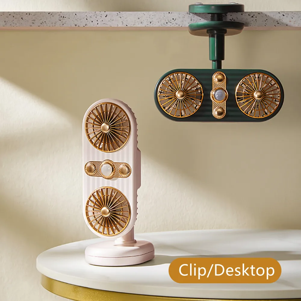 

360Â° Adjustable Mini Fan Baby Car Clip Cooling Fan 2 Air Outlet Handheld Portable Fan USB Office Desktop Rechargeable Fan