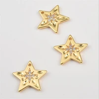 trendy real color gold plated brass crystal star charms connectors for diy earrings necklace pendant jewelry making accessories