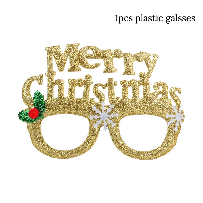 1pcs glasses Новогодние очки Счастливого Нового года Счастливого Рождества фоторамка реквизит Navidad Рождественская декоративная фотобудка new year noel - Цвет: 1pcs glasses