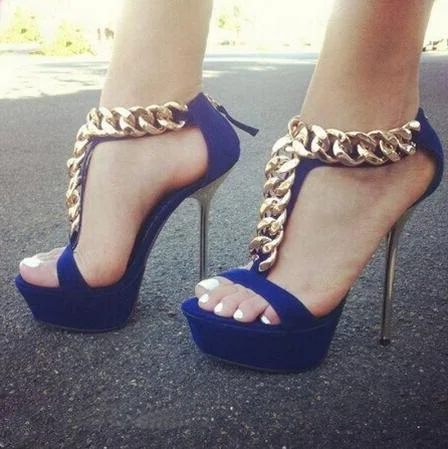 Босоножки с открытым носком Т-образные ремешки высокая платформа молния сзади