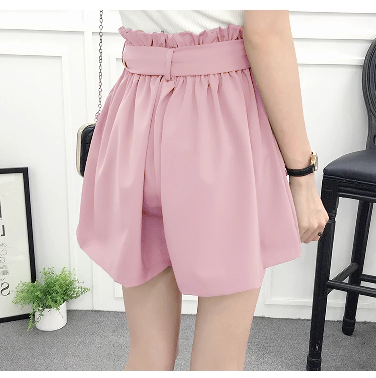 Шорты бойфренды женские шифоновые с завышенной талией прямые свободные короткие