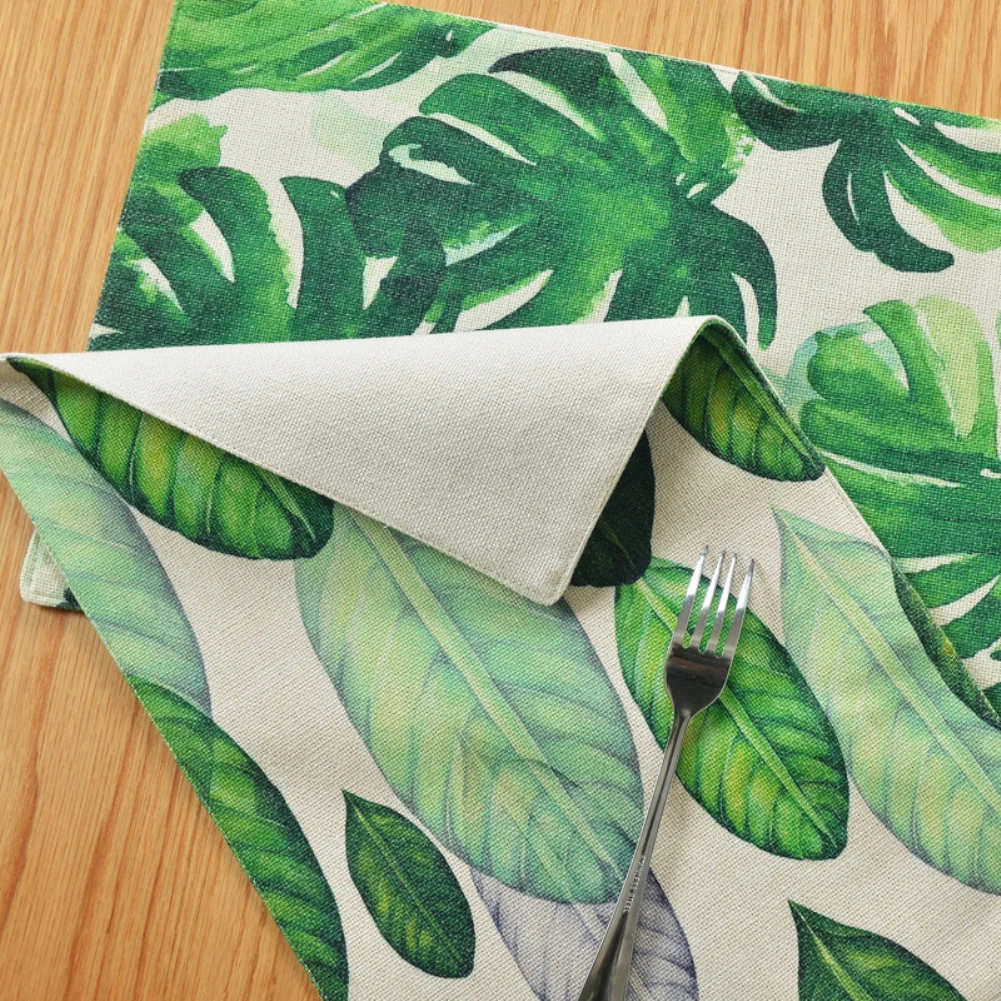 Кухонная подстилка с рисунком зеленых листьев и растений настольные коврики
