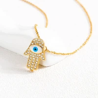 fatima hand blue eye pendant chain yellow gold filled small pallm pendant necklace chain gift