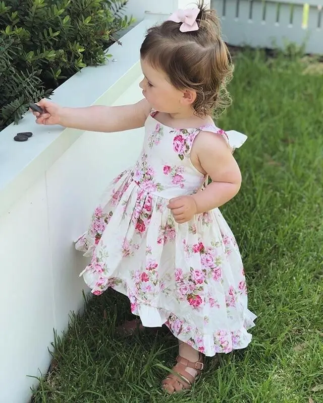 

AU Summer Todder Kids Baby Girls Flowers Clothes Sleeveless Dress Party Dresses