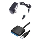 Акция! Адаптер питания 12 В, 1 шт., трансформатор 2 А, 110-220 В и 1 шт. SATa на USB 3,0 2,53,5 HDD SSD жесткий диск, конвертер в кабину