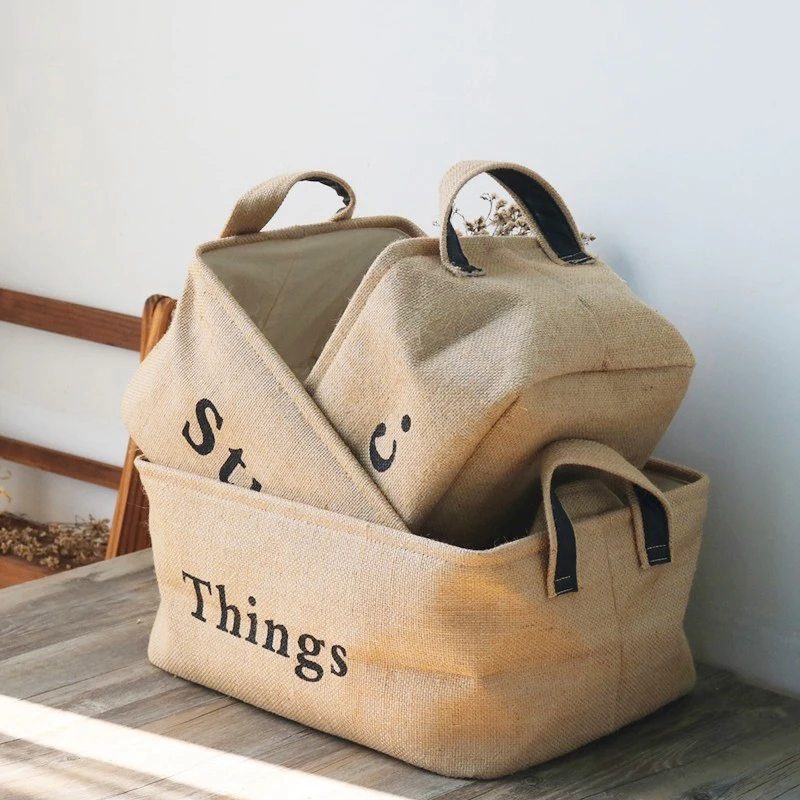 Джутовая корзина для хранения складной органайзер плетеная корзины белья с