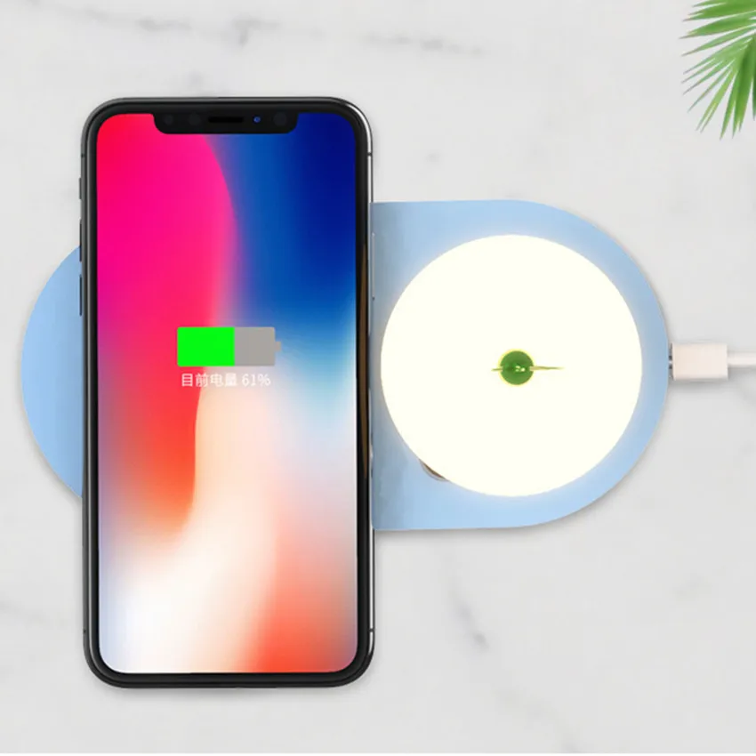 Беспроводное зарядное устройство ночной Светильник для iPhone 11Pro Qi быстрое индукционное зарядное устройство лампа без провода для samsung Galaxy Note 9 10 Xiaomi Mi