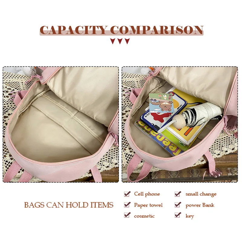 

High Quality Large Capacity Waterproof Women Backpack Multi-pocket Travel Rucksack Student School Bags For Teenage Girls Cute