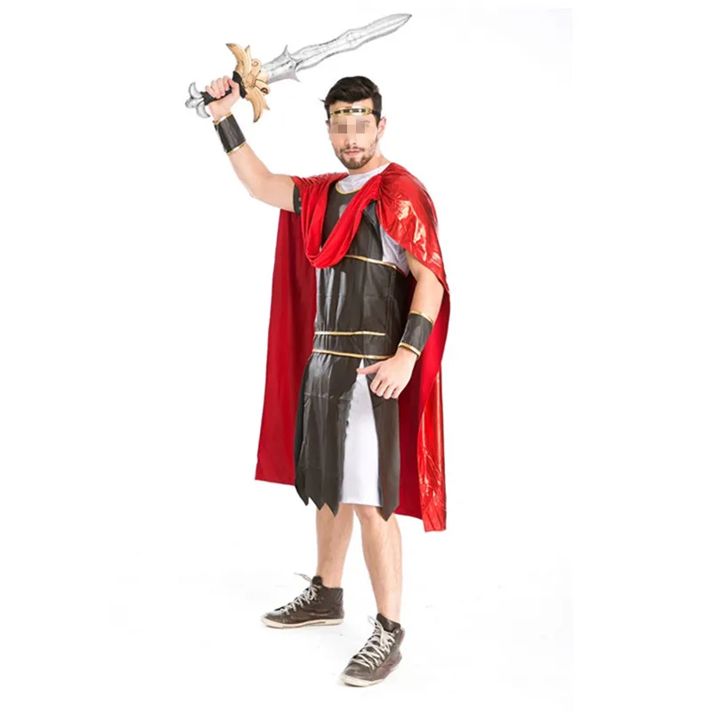 

Hot Sexy Halloween Adult Mens 5 pieces Sets Leather Warrior Costume Suit Uniform Fancy Outfit Cosplay Costumes For Men