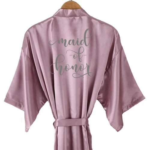 maid honor Mauve халат атласный розовое золото кимоно для невесты атласное женское Лавандовое платье подружки невесты Серебряная команда Свадебный для невесты платья для вечеринок - Цвет: maid honor