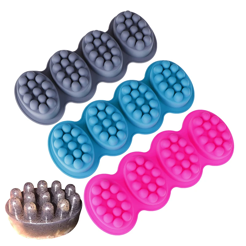 

4 Cavity Silicone Soap Mold for Massage Therapy Bar Soap Making Tools DIY Homemade Oval Spa Soaps Mould Silicone Soap Form