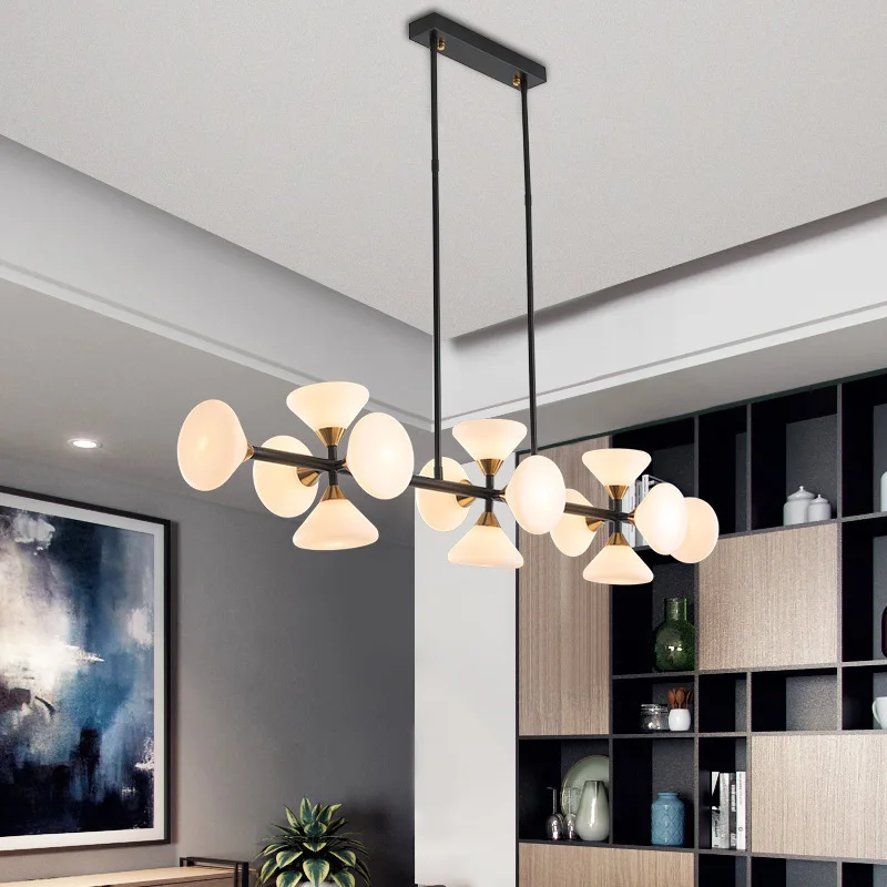 

Современная и простая длинная люстра, светодиодная, для гостиной, ресторана, кафе, бара, творческая личность, для спальни, скандинавские лам...