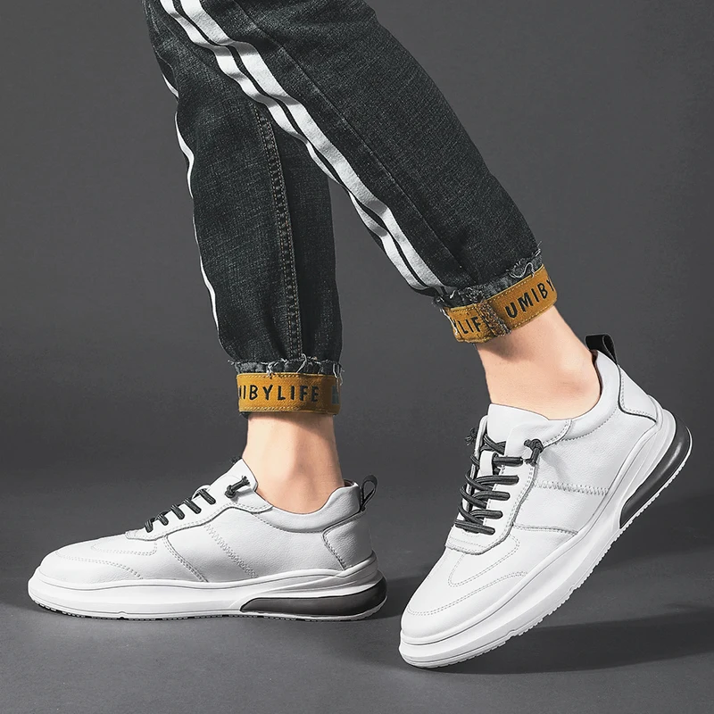 Модные кроссовки Мужская повседневная обувь Летняя из натуральной коровьей кожи