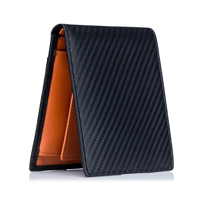

High Quality RFID Blocking Man Carbon Fiber Thin Wallets Microfiber Slim Bank Credit Card Holder For Male Simple Short Purse