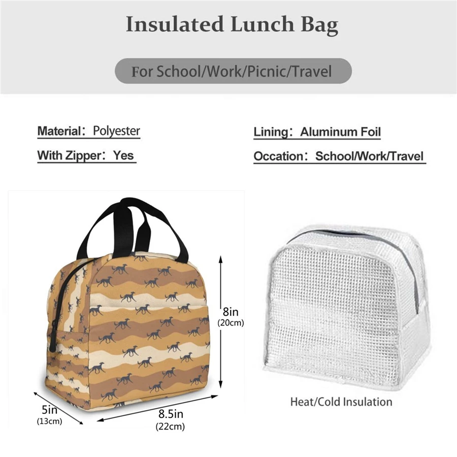 

Noisydesigns Greyhound Dog Pattern Lightweight Insulated Lunch Bags Double Zipper Picnic Food Box Men Women Thermal Dropshipping