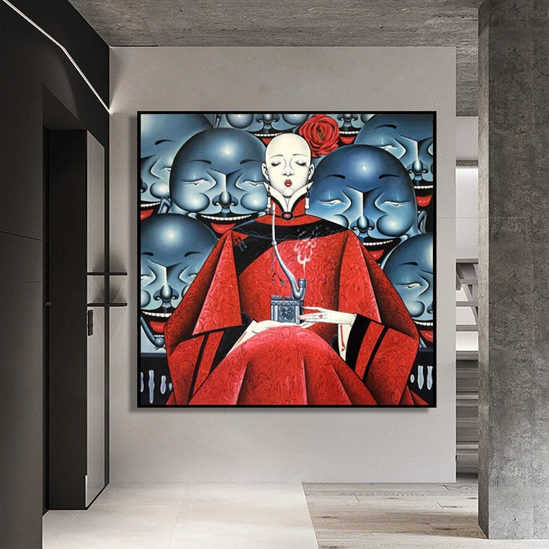 100% ручная роспись современная мода женская живопись на холсте настенное