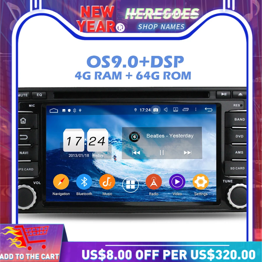 IPS DSP Android 9 0 4 Гб Оперативная память 64 Встроенная 8CORE dvd плеер для автомобиля Wi Fi