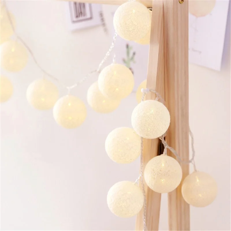

LED Cotton Ball Garland Lights String Christmas Xmas Outdoor Holiday Wedding Party Baby Bed Fairy Lights Decoration