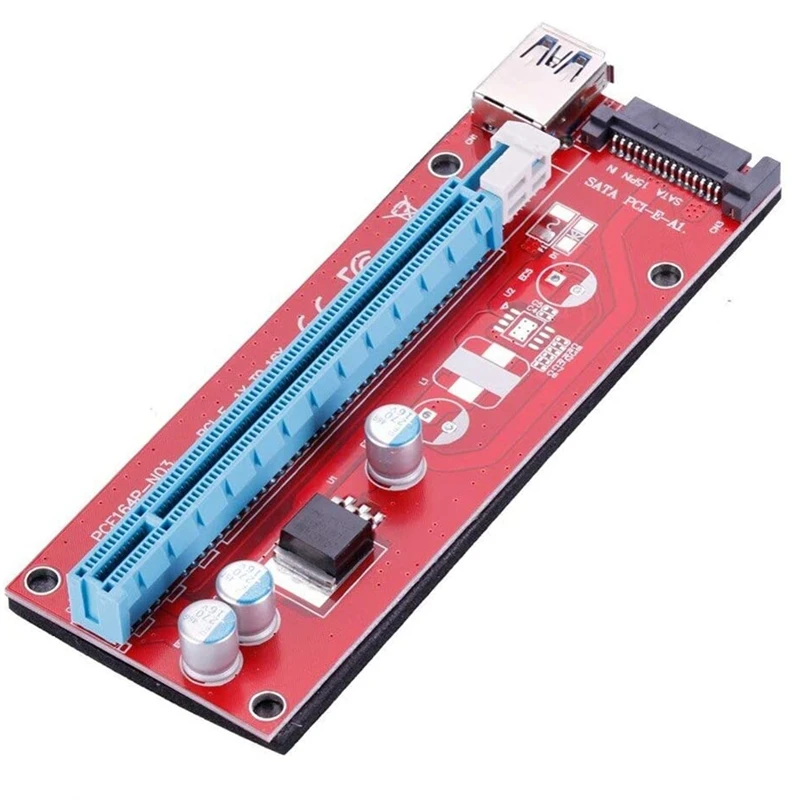 Райзер карта VER007S PCI Express PCIE E 10 шт. расширитель 007S 1X до 16X кабель USB 3 0 15 контактов SATA