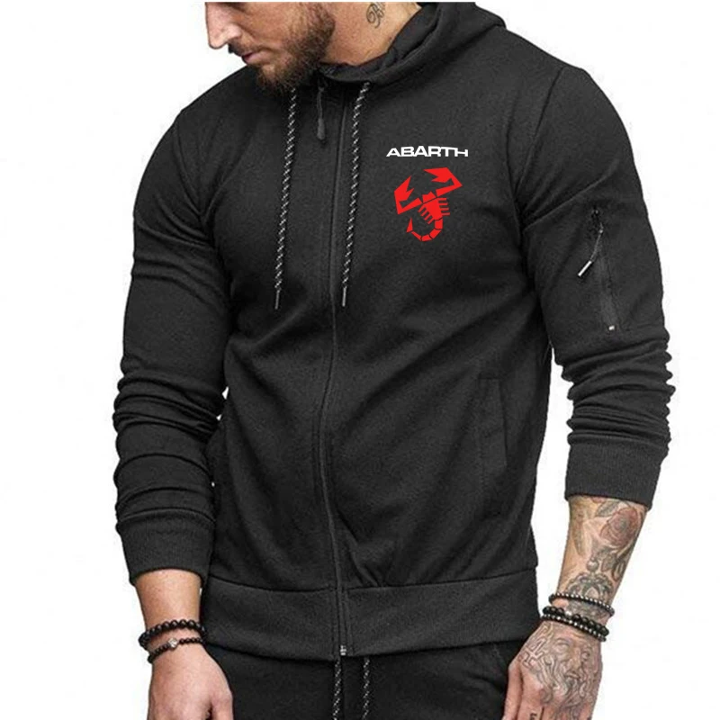 

NEW Hoodies Men Abarth Car Logo Print Casual Long Sleeve Hooded Sweatshirts Spring Autumn Mens zipper Jacket Man Hoody Clothing