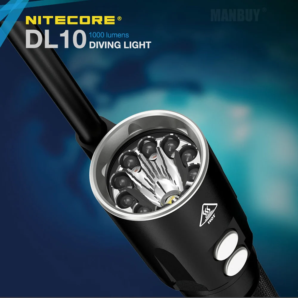 Лидер продаж светодиодный фсветильник Рик NITECORE DL10 для дайвинга 18650 лм CREE XP L HI V3