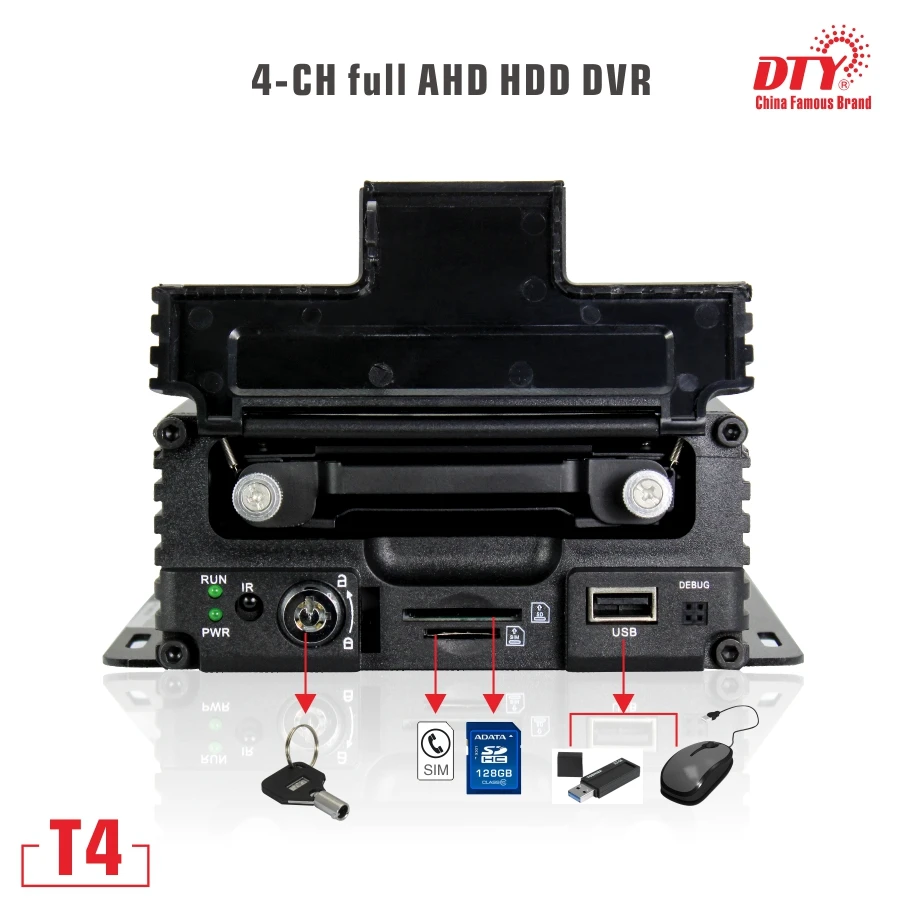 DTY 4 канала 720P AHD GPS Встроенная Мобильная система DVR | Безопасность и защита