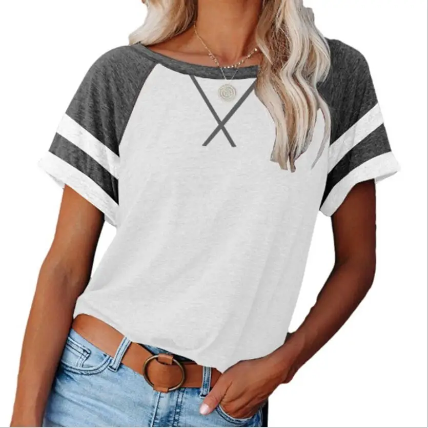

Modern White Short-sleeved T Shirt Women Fashion Tshirt Female Cross Loose Casual T-shirt Spring Summer