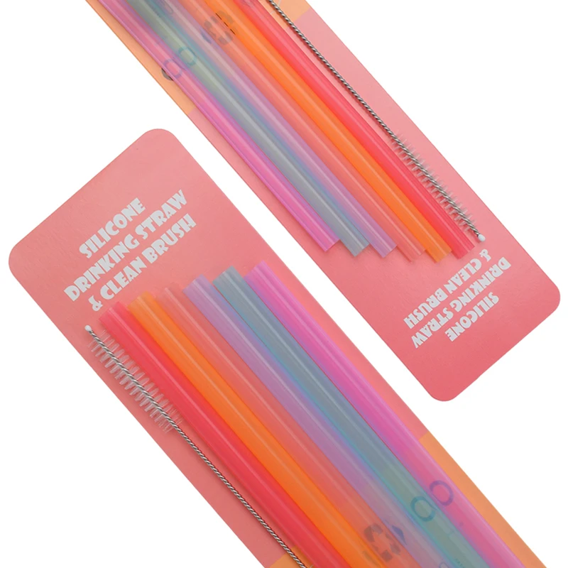 

6pcs Creative Seamless Portable Flexible Transparent Silicone Straws Reusable New