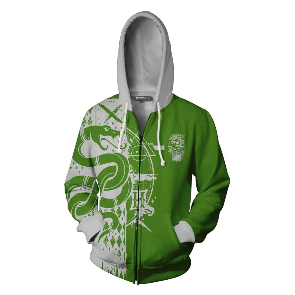 Wizardry Gryffindor Slytherin Ravenclaw косплей костюм для мужчин и женщин толстовки пуловер Trackusits Повседневная куртка на молнии