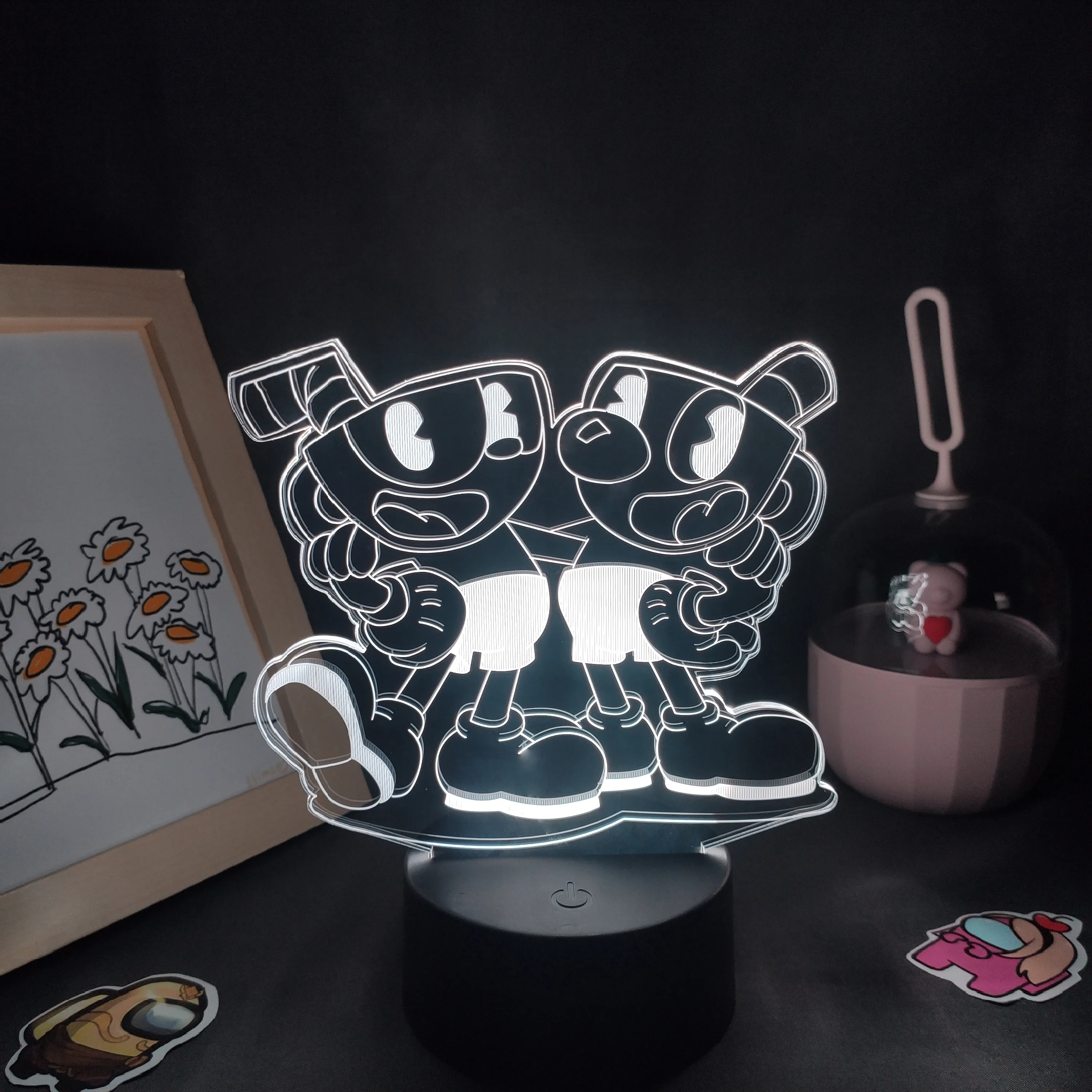 Кубок Mugman игра 3D Led лавовые лампы RGB неоновые Батарея ночные светильники
