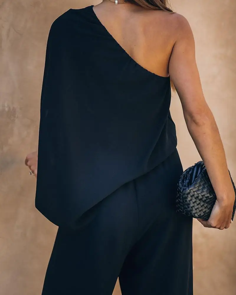 

2020 Women's New Diagonal Shoulder Jumpsuit Casual Bosnian Professional Women's Clothing