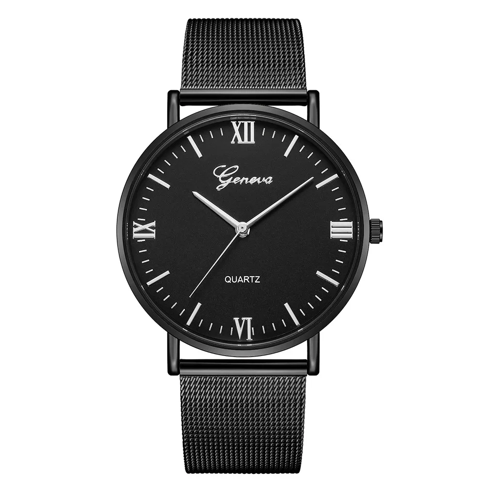 Женева сетчатые часы для женщин и мужчин из нержавеющей стали розовые золотые