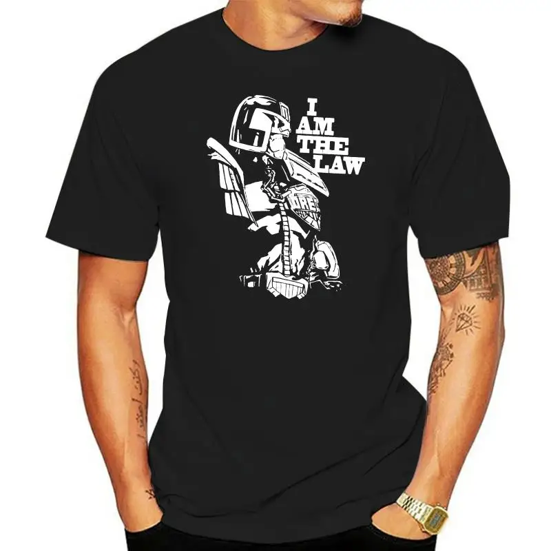 

Летняя стильная модная мужская черная футболка с рисунком судьи Dredd The Law (2000AD), с рисунком из комиксов, повседневная одежда в стиле хип-хоп