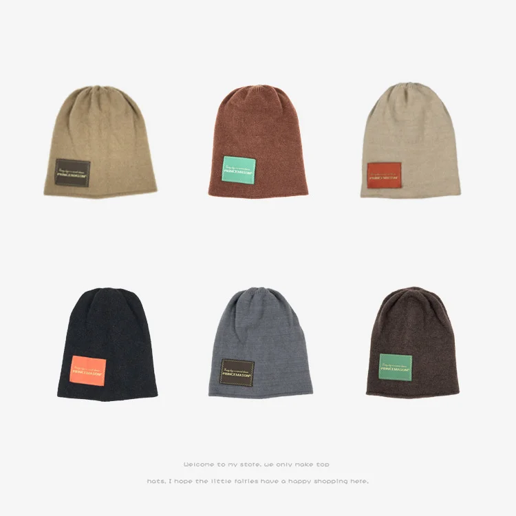 

Hat women's autumn and winter new patch casual outdoor knitted hats sweet face small warm woolen hat men