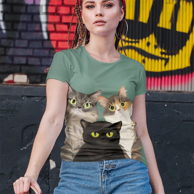 

New Arrivals, Hot Fashion Women’s T-shirts, Cute And Sexy, Street Hot Girls, Highlight The Figure, Cats And Animals