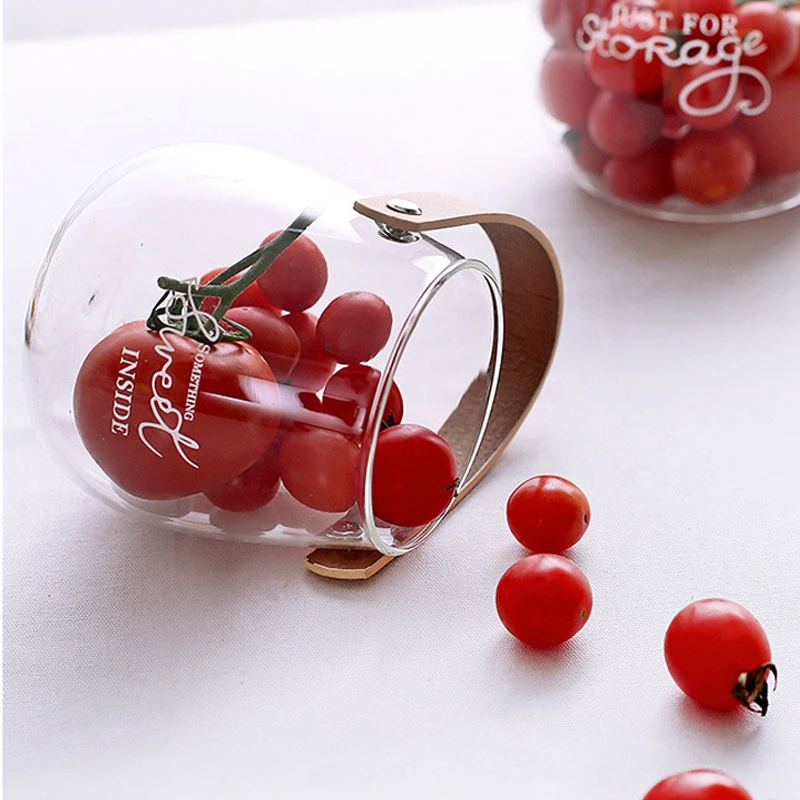 Тонкие Европейские Стекло Банки для Хранения Банк с кожаной ручкой