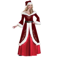 woman santa claus cosplay costume red deluxe velvet fancy christmas dress suit adult women xmas party costume s xxl