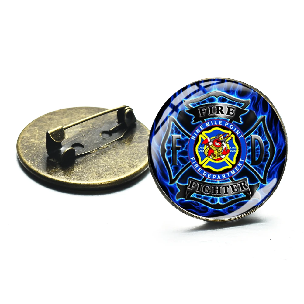 Азиатских пожарный символ значки брошь ручной работы пожарные узор стеклянная